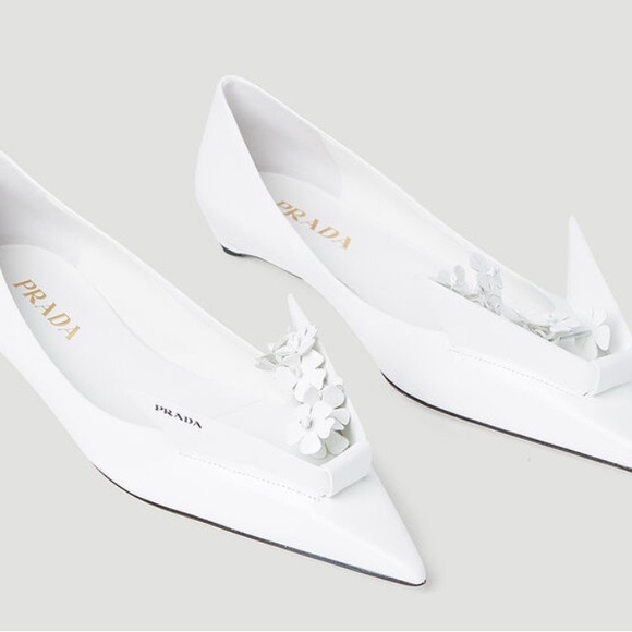 Prada White Floral Embellished Heels - Picture 3 of 7